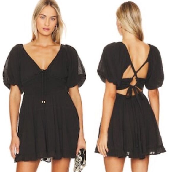 Free People NWT Perfect Day Mini Dress in Black Size XL - Picture 1 of 9